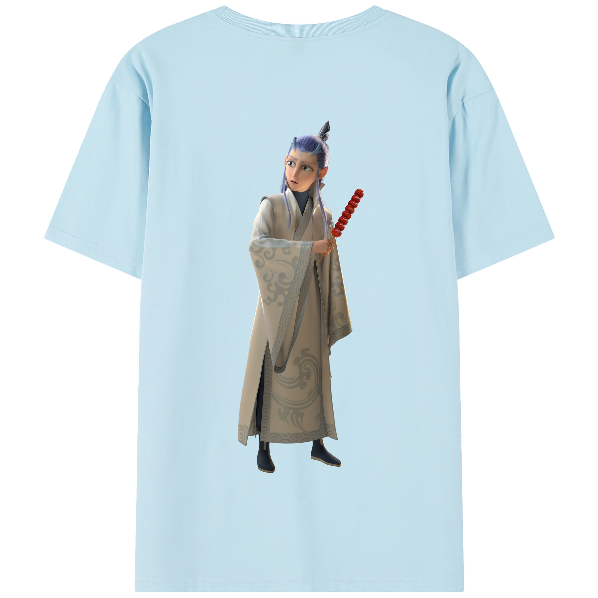 （画像用） Ne Zha 2 ナタ 魔童の大暴れ 綿100％半袖Tシャツ（背面プリント）